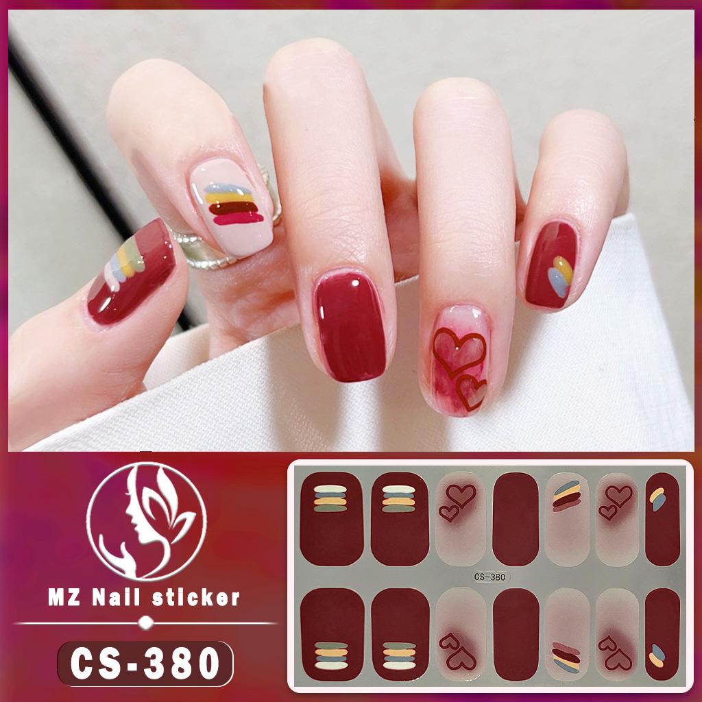 CS Waterproof No-Cure Gel Nail Wraps, Full Cover Chinese Style Panda Pattern Nail Stickers, Nail Patch Films