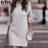 Women's Fashion Casual Fall Winter Solid Color Print Long Sleeve Half Turtleneck Sweaters
