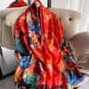 Женский шелковый зимний шарф, роскошный дизайнерский принт, женские пляжные шали, модные гладкие женские платки