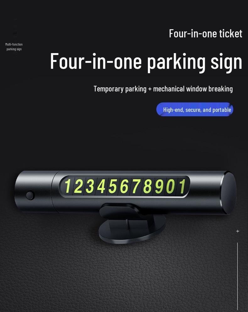 Многофункциональный автомобильный аварийный молоток и стеклобой с табличкой для номера парковки