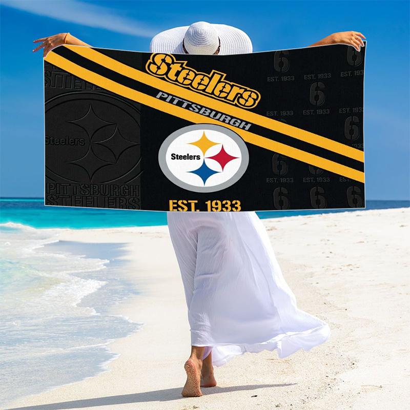 Pittsburgh Steelers Logo Print Beach Towel, Large Soft Quick Dry Towel for Beach Camping Swimming