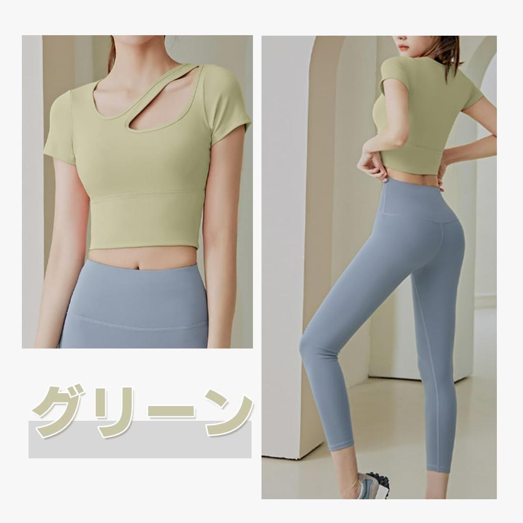 SLINX Yoga Short Sleeve with Solid Sportswear for and YDX02 Women's Wear, T-Shirt Cups, Cute, Open-Leg, Color, Lightweight, Quick-Drying, Stretch,