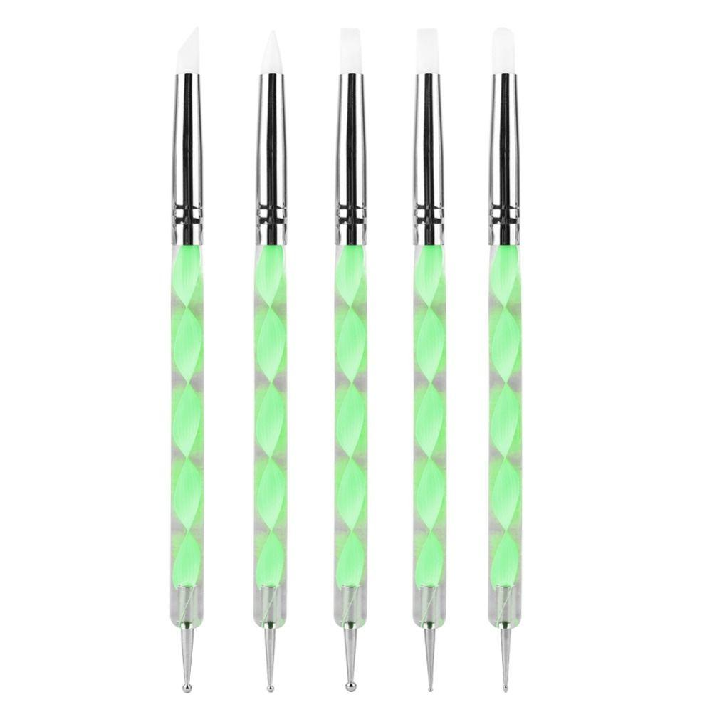 5 шт. 5,8*0,2*0,04 дюйма Силиконовые ручки для нейл-арта Двусторонние Многофункциональные Ручки для тиснения и моделирования Силиконовый наконечник Инструменты для лепки из глины