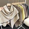 Solid Color Cashmere Triangle Scarf Woman Autumn Winter Shawls Thickened Pashmina Fashion Muffler Foulard Bufanda Echarpe Poncho
