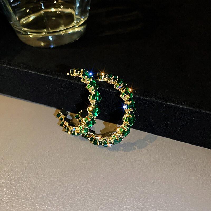 Циркон C-образные серьги, роскошные женские модные круглые серьги для девочек, вечерние ювелирные изделия, подарки