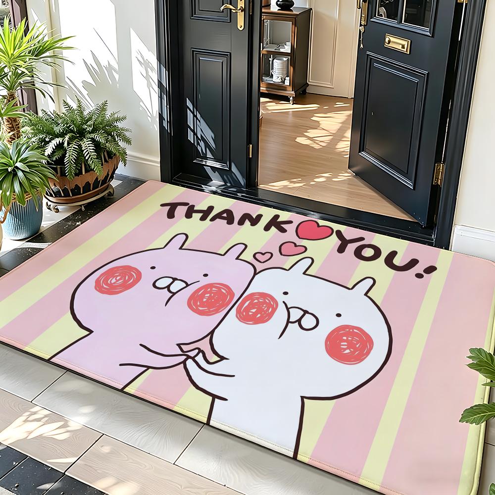 Character U-Usamaru Floor Mat Soft Flannel Entrance Door Mat Non Slip Absorbent Bathroom Bedroom Floor Rug