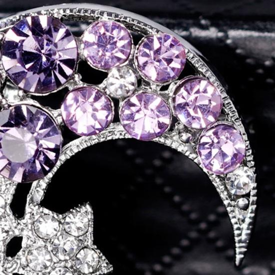 Temperament Moon Star Brooch Crescent Moon Brooch Pin Suit Pin Sparkling Half Moon Rhinestone