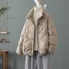Зима 2024 года, короткое женское пальто-стойка с воротником-стойкой, легкое, средней и толстой толщины, повседневное, модное, небольшое пальто из белого утиного пуха