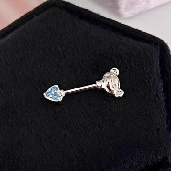 1 шт. Серьги-гвоздики в форме мультяшного медведя и сердца, блестящие кубические циркониевые серьги для хряща уха для клубных вечеринок, кольцо для носа без адреналина