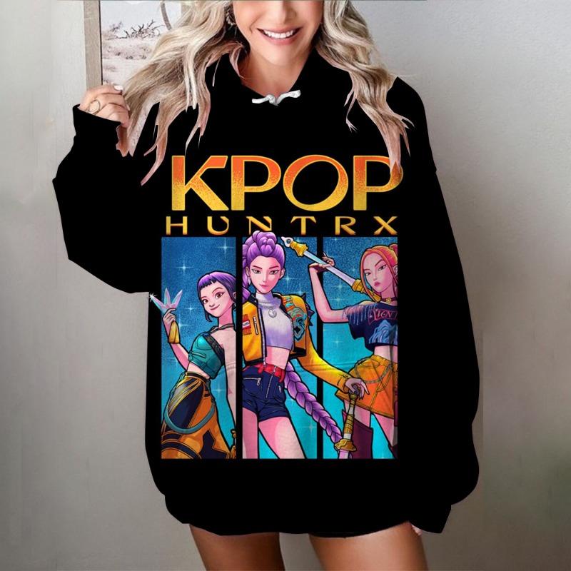 Модный женский худи K-pop «Охотники на демонов», пуловер на весну и осень, детский милый мультяшный графический трендовый повседневный свитшот