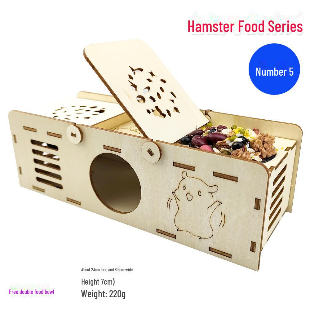 Деревянная миска для еды и развивающие игрушки для хомяков: Качели, дорожка для разбега, укрытие, тренировочная рама и лестница для подъема