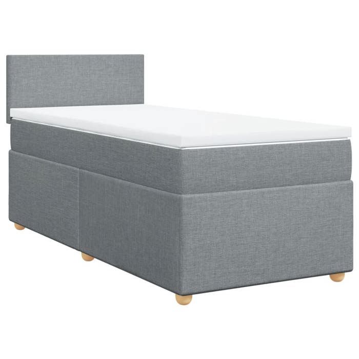 Maison Exclusive - Sommier à lattes de lit avec matelas Gris clair 90x200 cm Tissu