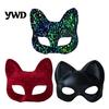 Adjustable Elastic Masque for Dancing Cat Masquerade Masque, Sparkly Sequins/Velvet/Black Half Face Lightweight Eye Theme Parties Women Men Halloween