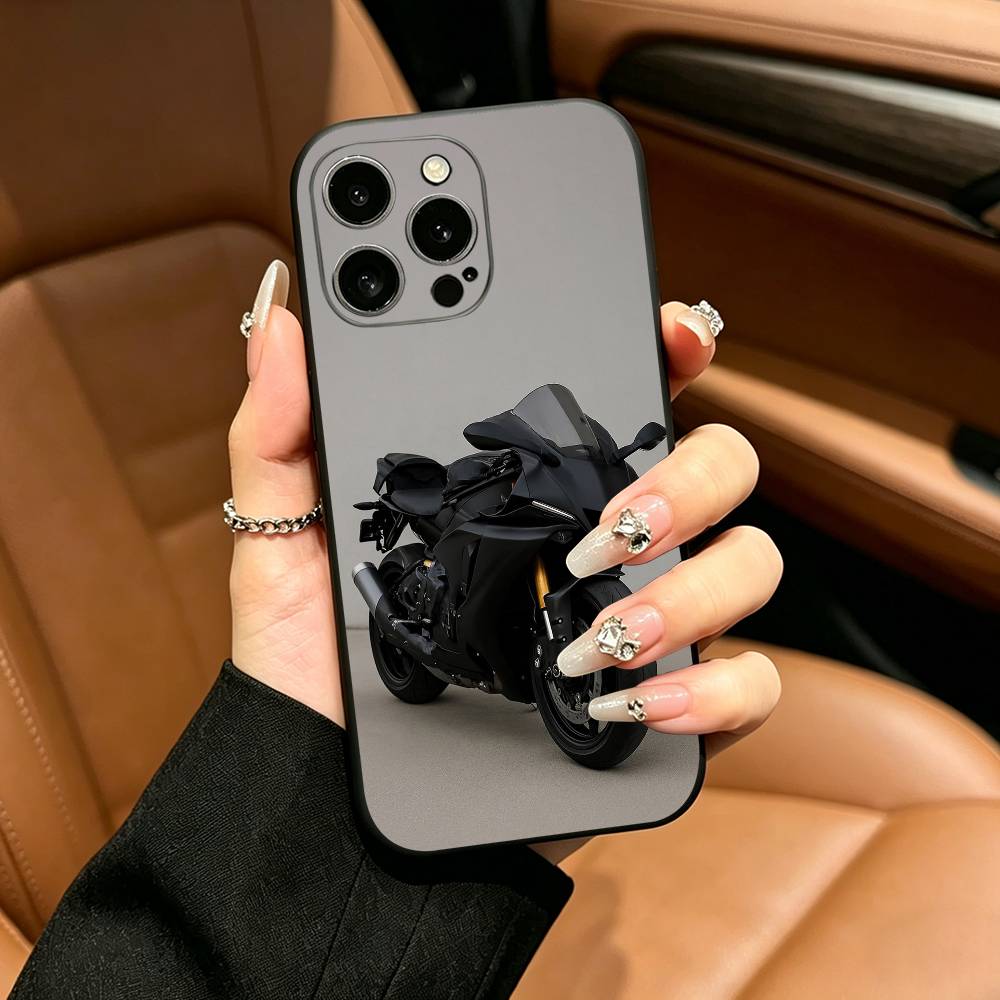 Y-Ya-ma-YZF-R3-R7-Чехол для телефона на мотоцикл Для iPhone 12 13 14 15 16 17 Pro Max, Легкий и практичный Мягкий черный чехол