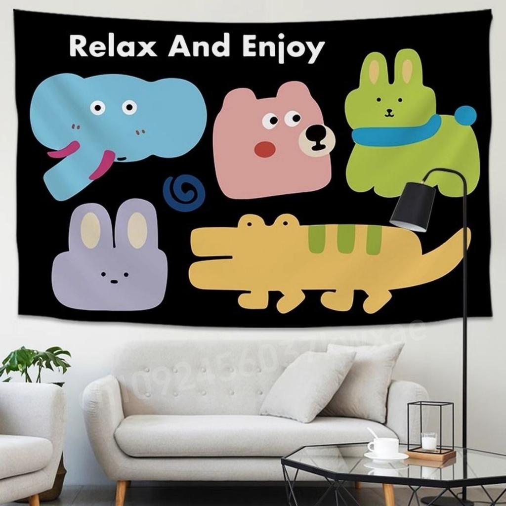 1 Pc Cartoon Dogs Hanging Cloth Background Cloth Dormitory Renovation Bedroom Headboard Decoration Wall Curtains Tapestries