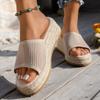 Women's Espadrilles Wedge Sandals Platform Slip On Slide Sandals Open Toe Bohemia Mules Summer Beach Casual Heels Sandals