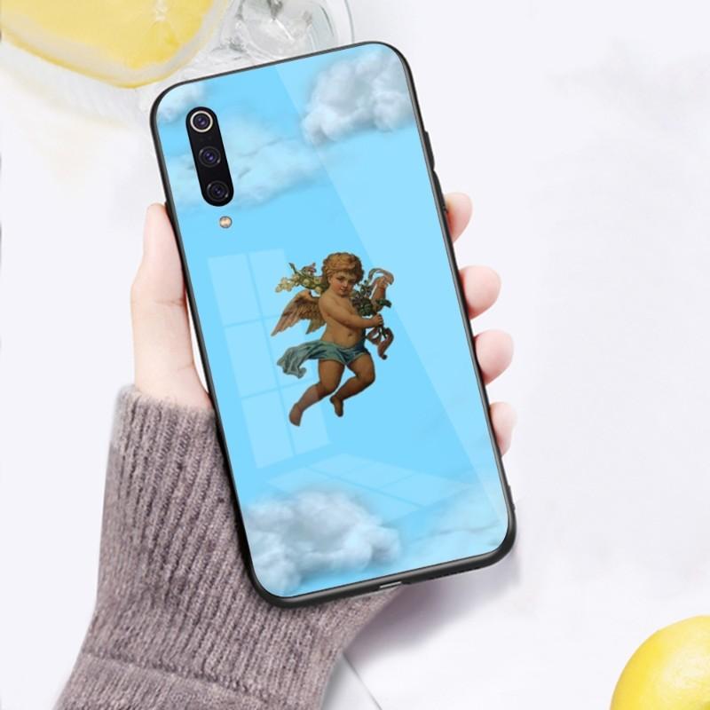 Милый детский чехол для телефона Angel Fioruccis для Xiaomi 12 11T 10 9 Redmi Note 11 10 10S Pro Redmi 9 9A 8, черный стеклянный чехол для телефона из поликарбоната