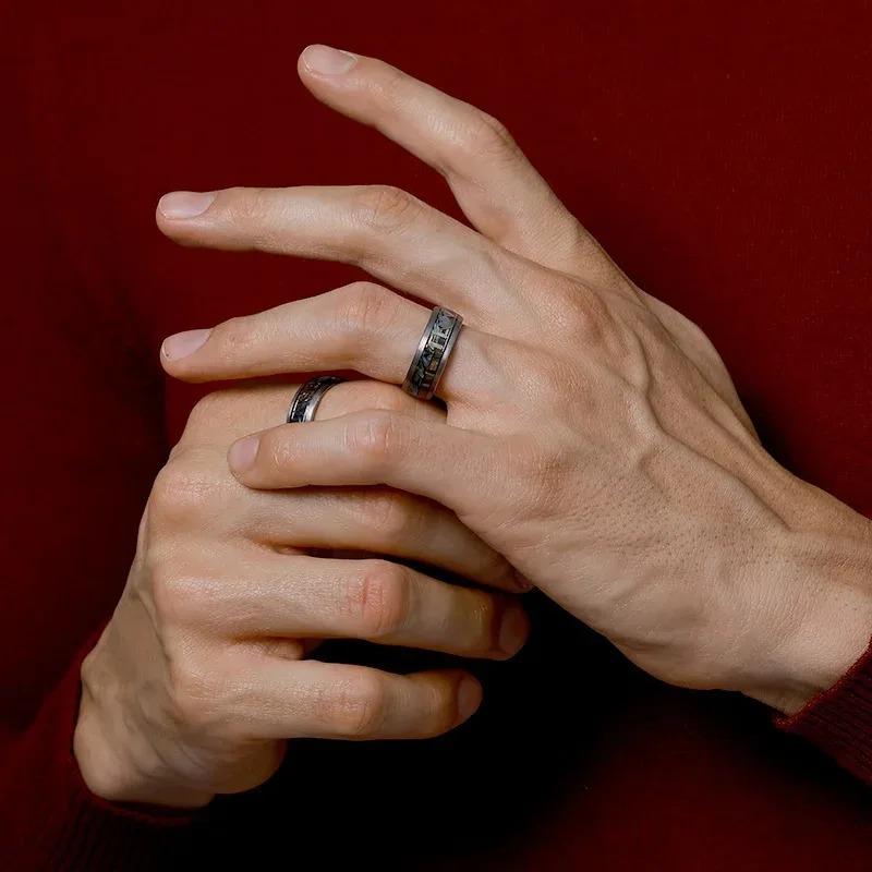 Модные кольца из нержавеющей стали с надписью «Я люблю тебя», инкрустированные деревом коа и раковиной абалона, свадебные украшения в подарок для мужчин и женщин