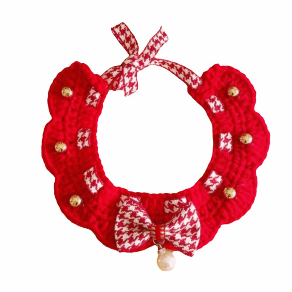 Handmade Cat Knitted Scarf Cartoon Puppy Collar Festive Gifts Chinese Style Pet Scarf Winter