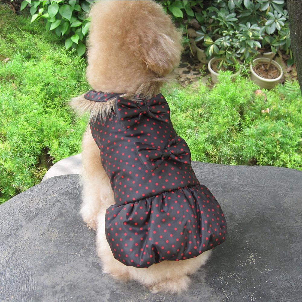 Осень и зима щенок тедди померанского шпица питомец зимний кот цветочный летящие рукава маленькая собака двухлапое платье с хлопковой подкладкой