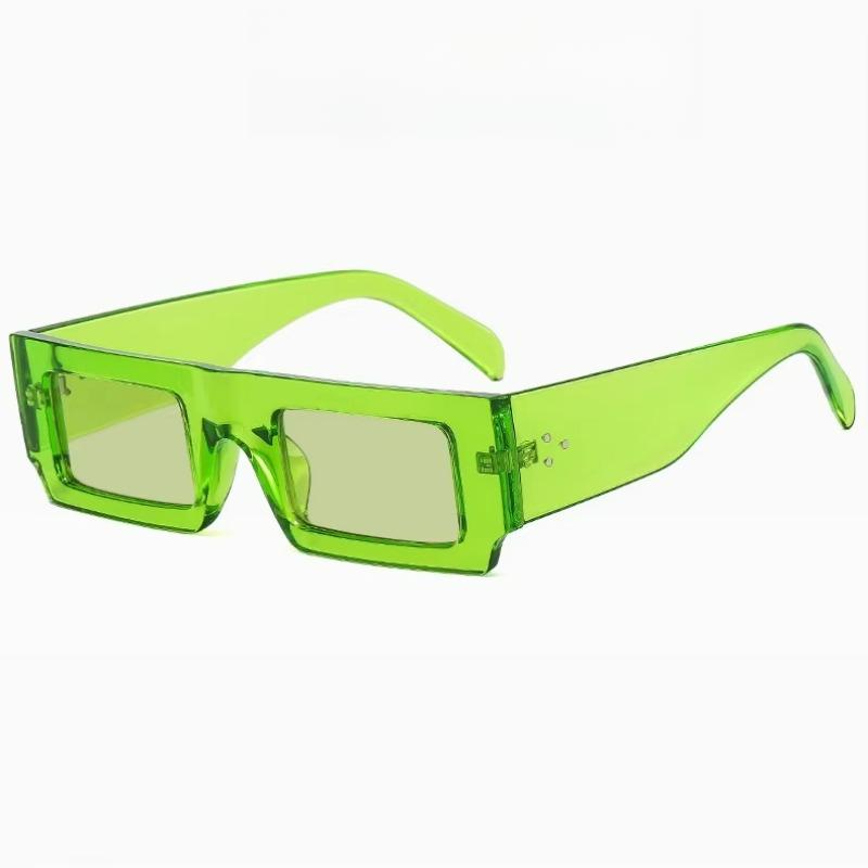 Зеленые Модные Хип-Хоп Винтажные Квадратные Женские Солнцезащитные Очки Весна Лето Яркая Уличная Одежда