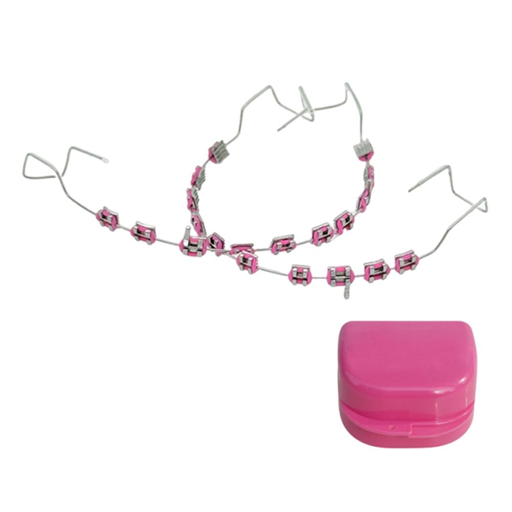 2 шт. Модные стоматологические накладные брекеты Металлические дуги Брекет Временное украшение зубов Ортодонтические лигатурные резинки для ежедневной защиты зубов