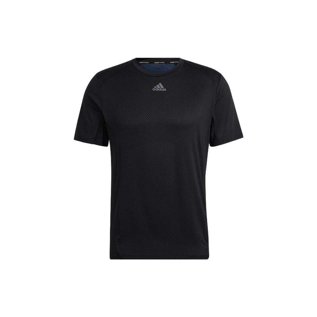 Adidas Мужская футболка с коротким рукавом и однотонным логотипом для фитнеса, черные топы HP1932