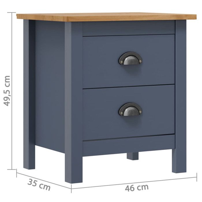 VidaXL Bedside Table Hill Grey 46x35x49.5 Cm Solid Pine Wood 288905