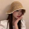 Шляпа из кружевной соломы, женская соломенная плетеная шляпа-ведро, летняя японская шляпа от солнца, новинка 2024 года, складная соломенная плетеная шляпа-ведро