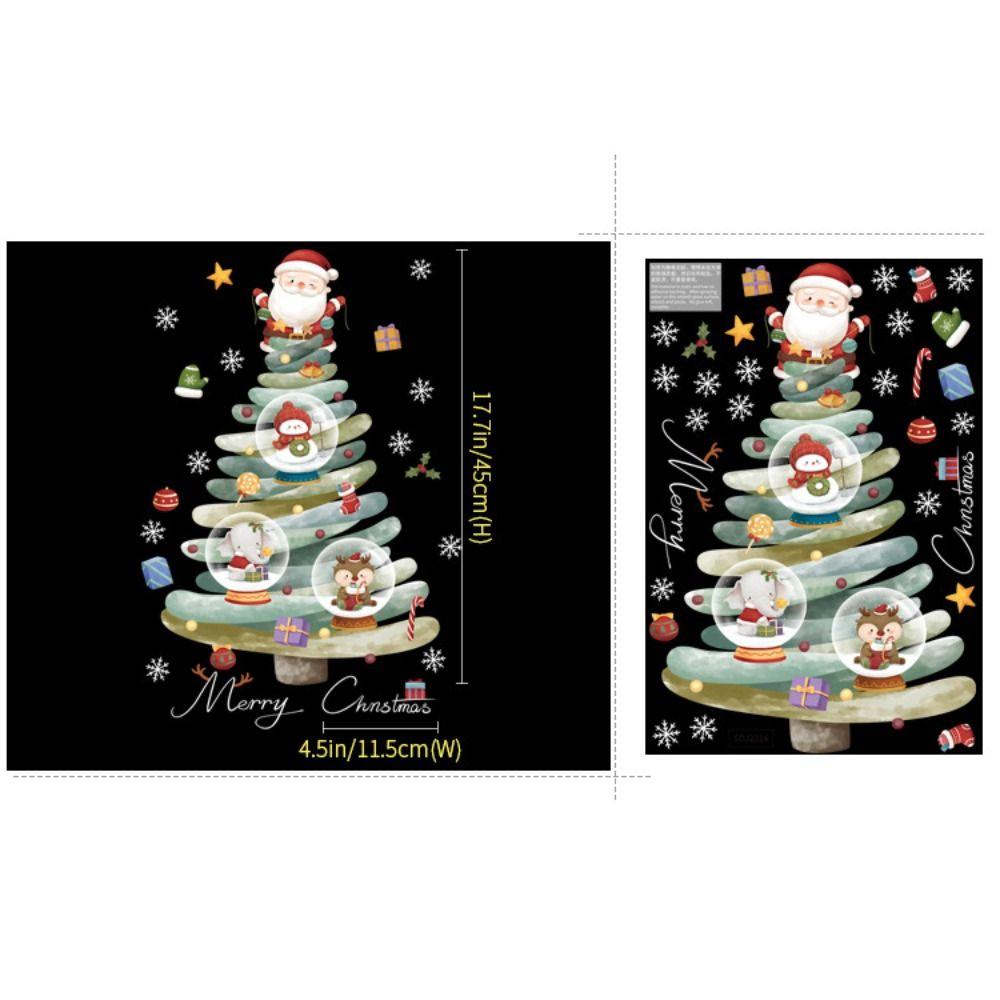 Электростатические наклейки на витрину Мультяшный Санта Клаус Рождественская елка Постер Рождество