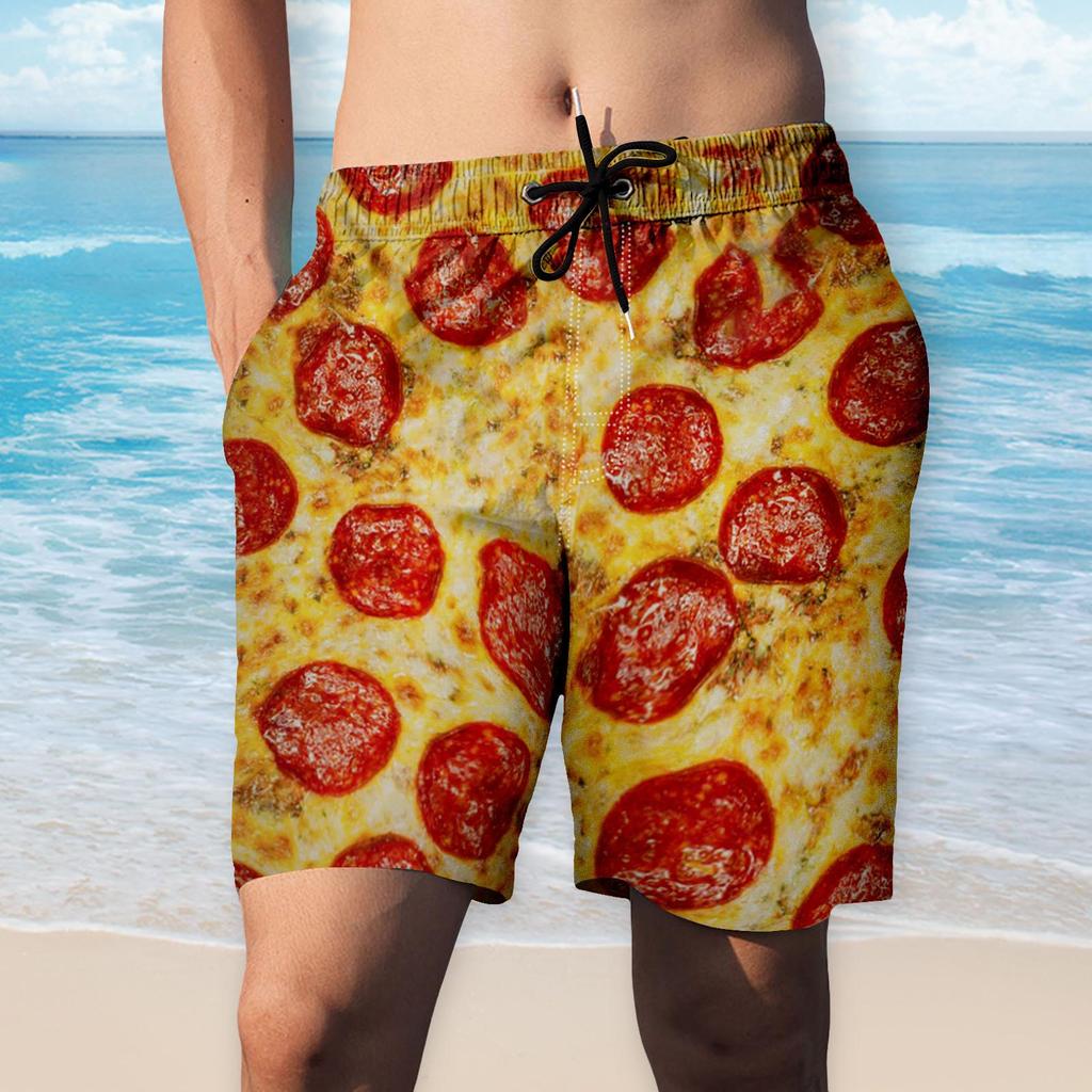 Мужские летние шорты с реалистичным 3D-принтом и едой, пляжные шорты, пляжные шорты для плавания