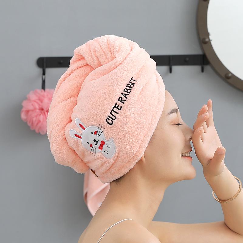Волшебная шапочка для душа из микрофибры, двухслойное вышитое полотенце, шапочки для ванны, шапочка для сухих волос, быстросохнущая мягкая шапочка для леди, тюрбан