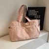 Solid Color Large Capacity Shoulder Bag Soft Material Commuting Handbag Casual Book Bags  Shopping