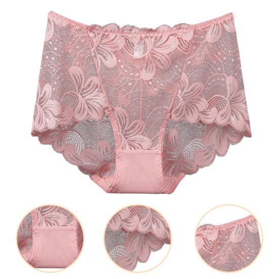 Women Briefs Breathable Elastic Hollow Out High Waist Trendy Inside Wearing Cotton Lace Stitching Ladies Briefs
