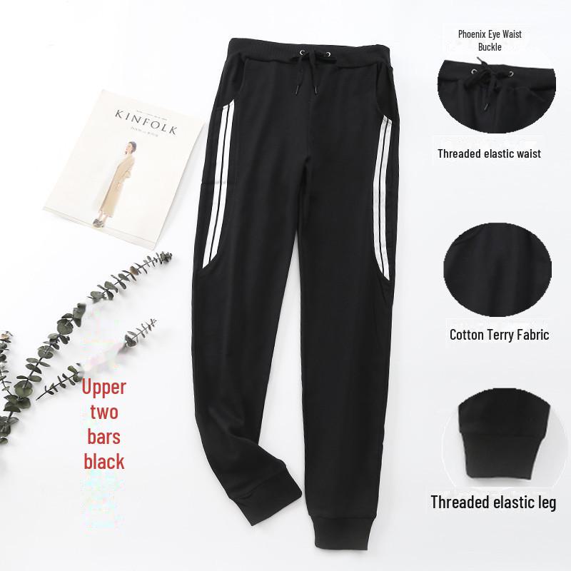 Спортивные брюки унисекс Slim Fit с двумя полосками на весну/осень — идеально подходят для бега, занятий спортом и учебы