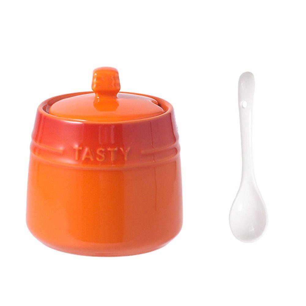 Керамическая банка для специй с градиентной расцветкой, ложка, кухонные емкости, современная сахарница, дом