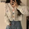 Women's Short Sweater Embroidered Knitted Cardigan Spring and Autumn Korean Edition Soft Glutinous Short Sweater