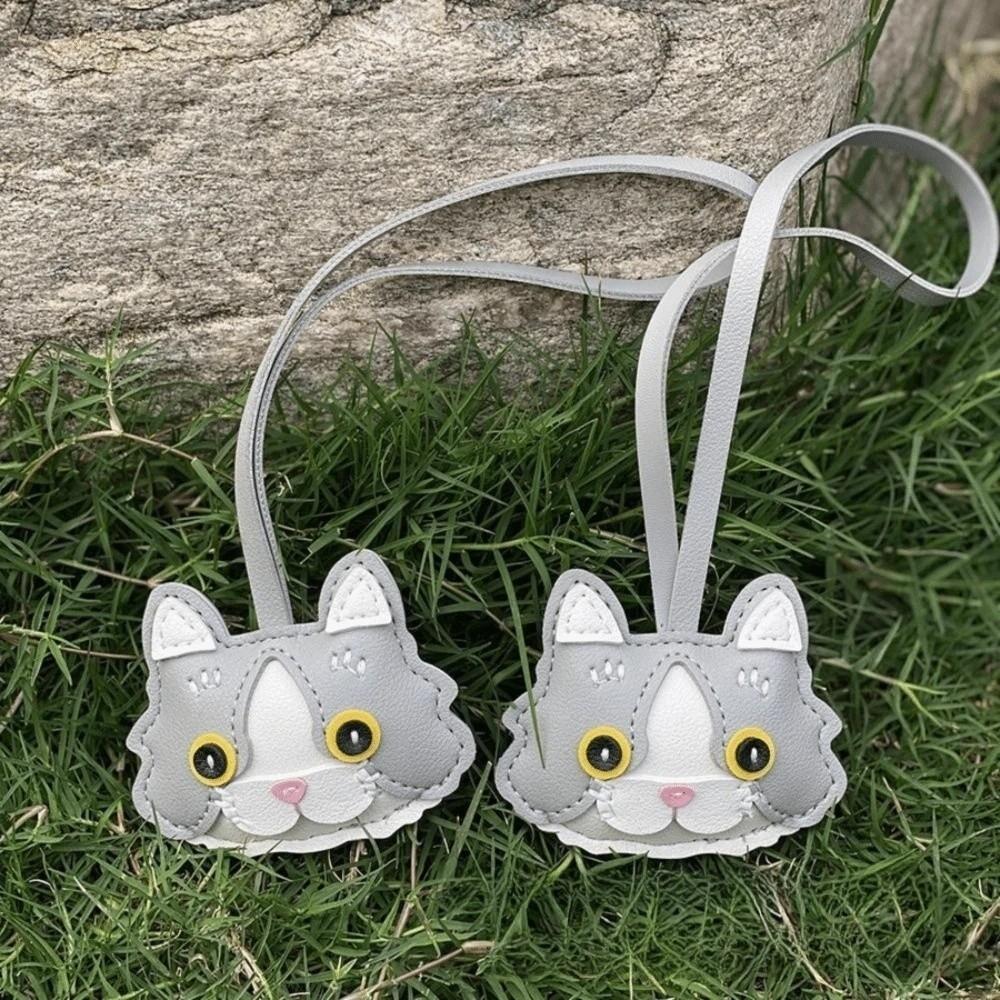 Doll Kitten Cat Leather Pendant Leather Animal Bag Hanging Cat Leather Keychain Valentine's Day