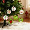 12Pcs Christmas Ornaments Santa Claus Hat Pattern Green White Shatterproof Balls Set Xmas Tree Decorations