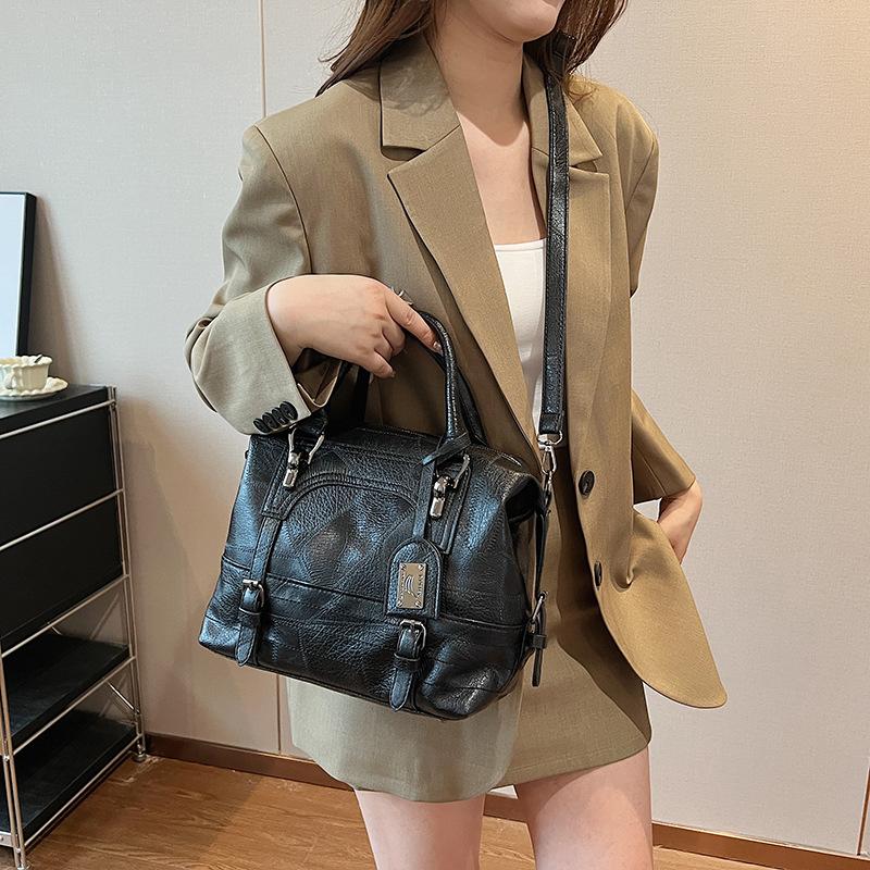 Контрастные цвета молнии PU Мягкая поверхность сумки с верхней ручкой Повседневные большой емкости женские сумки