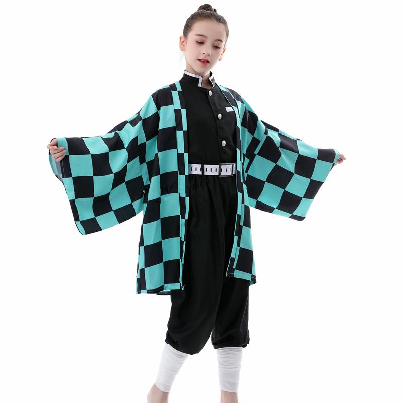 Аниме Убийца Демонов: Tsuyuri Kanawo Kamado Nezuko Кимоно Косплей для Девочек и Мальчиков, Костюм для Ролевой Игры, Детский Комплект