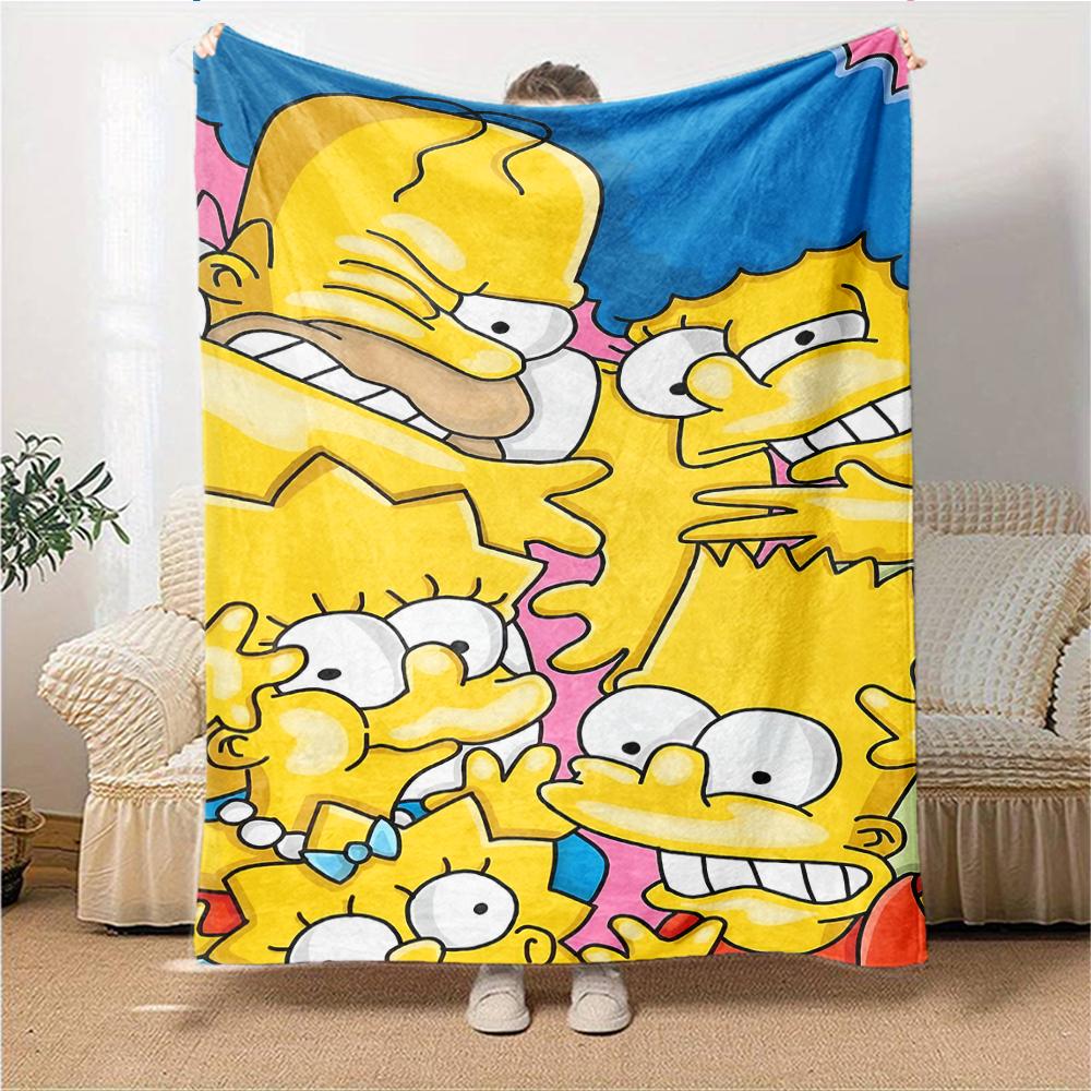 Simpsons Family Portrait Flannel blanket, soft and warm, suitable for beds and sofas, all seasons, portable travel blanket. 0730117