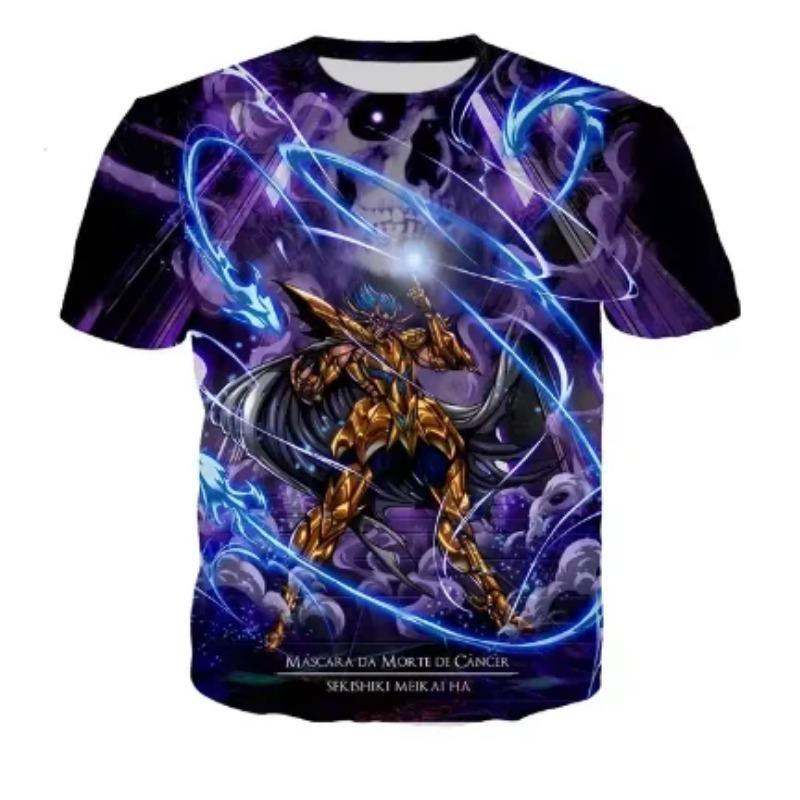 Summer Round Neck Anime "Knights of The Twelve Palaces" Saint Seiya Printed Top Fashionable Casual Short Sleeved Men's and Boys' Universal T-shirts