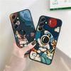 Мягкий силиконовый черный чехол с рисунком космонавта для Xiaomi Redmi Note 13 Pro 13C Poco C65 Samsung A55 S24 iPhone Camera Защитный противоударный чехол