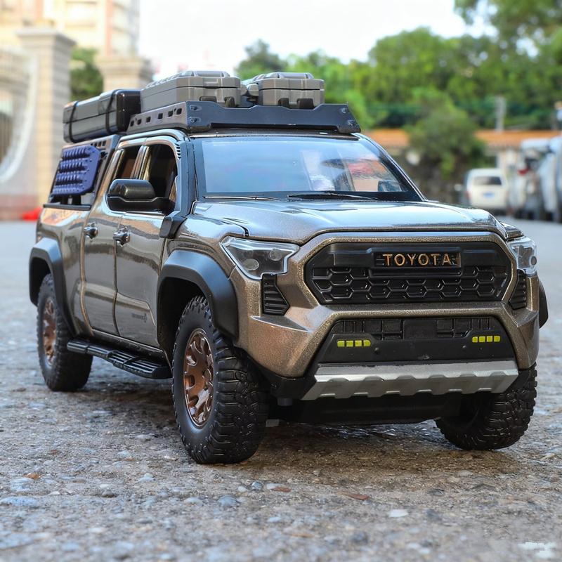 lqbn4 Travel Version 1/24 TOYOTA Tacoma Pickup Alloy Car Model Diecast Metal Off-Road Vehicles Car Model Sound and Light Kids Toy Gift