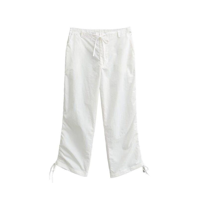 Fashion Style 2024 Spring New Women's Clothing Zipper Stand Collar Sleeveless Vest High Waist Pants 4749709