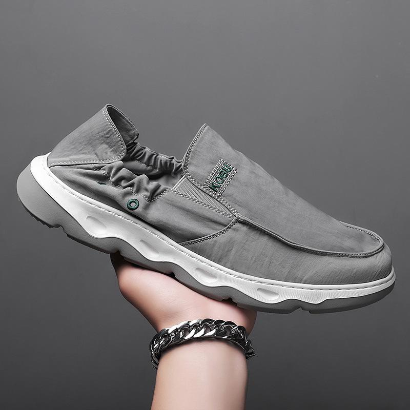 Четыре сезона, новые мужские туфли из ткани Ice Silk, молодежные повседневные туфли из ткани для спорта на открытом воздухе, модные туфли с одной педалью и ленивыми кроссовками