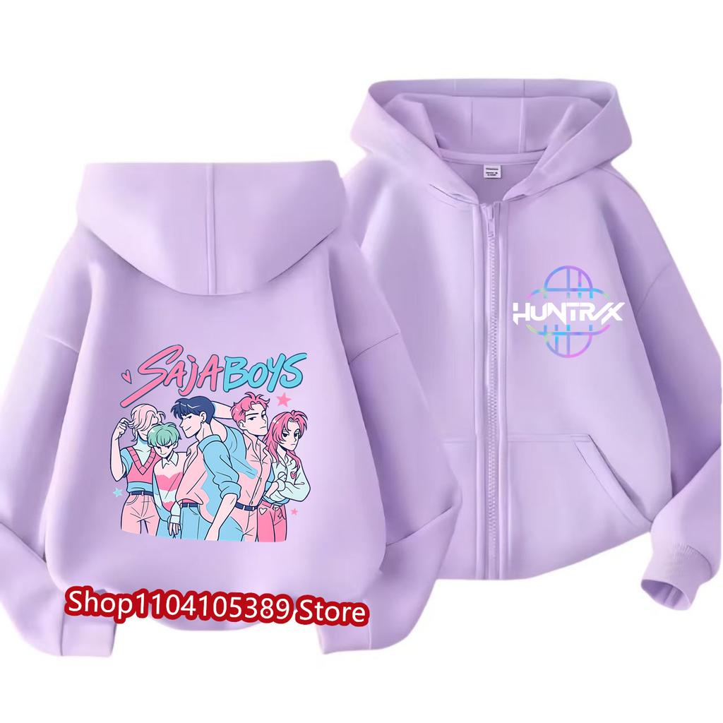 2026 Фильм Толстовки на молнии Спортивные футболки K-pop Охотники на демонов Худи Детская одежда Детская для девочки мальчика Толстовка на молнии Худи Детский повседневный топ