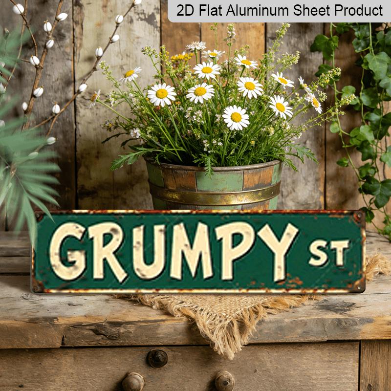 2D Flat, 1pc, 3.94 X 15.74 Inches Aluminum Decorative Sign - Funny 2D Flat Printing Grumpy St Aluminum Sign - Vintage Industrial Decor for Home