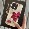 Чехол для телефона с текстурой коры для iPhone 17 16 Pro Max 11 12 13 14 15 Pro Элегантный чехол для iPhone с узором красной орхидеи